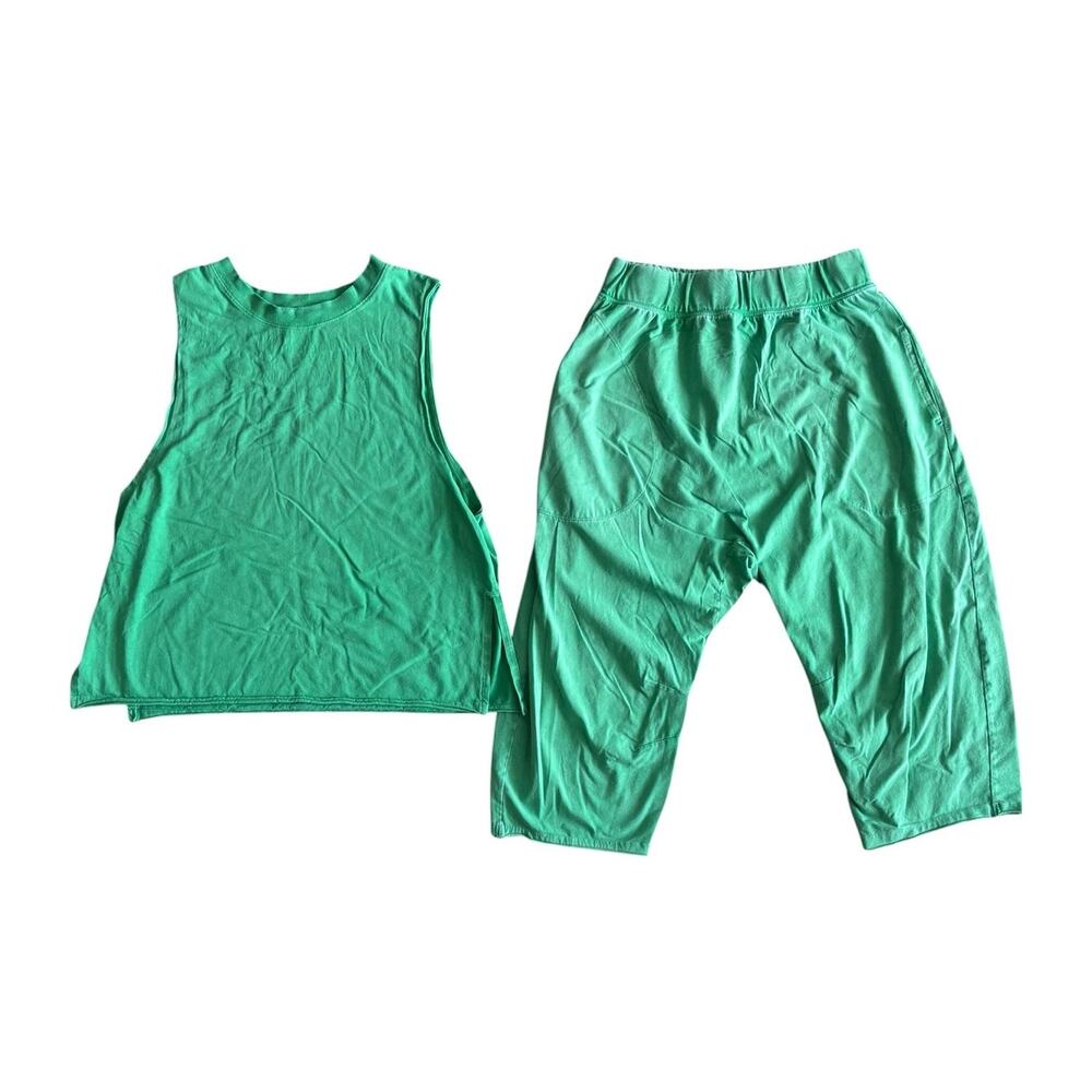 FREE PEOPLE HOT SHOT RELAXED SET KELLY GREEN SIZE MEDIUM